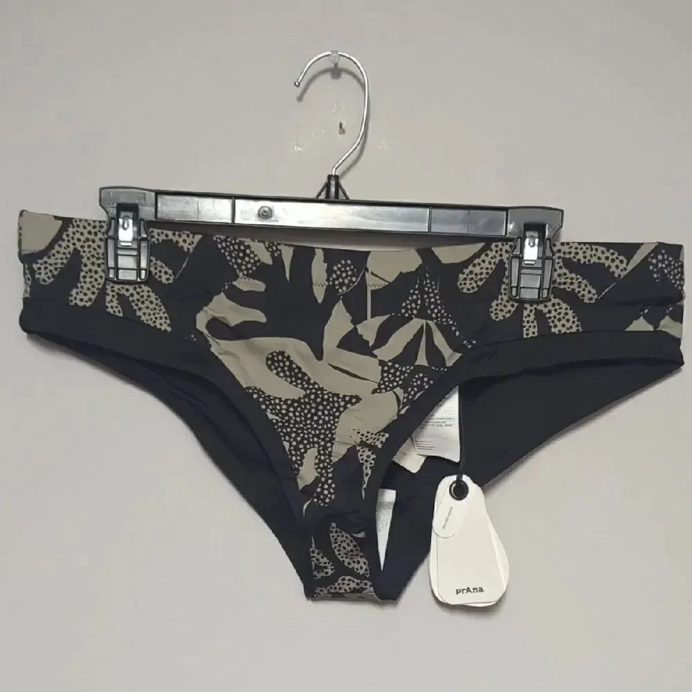 NWT Prana Black and Tan Patterned Bikini Bottom